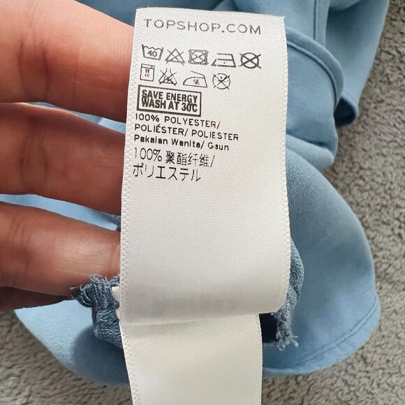 TopShop Nordstrom Size 8 US Mini Draped Knot Dress Light Dusty Blue Back Cutout - Picture 12 of 15